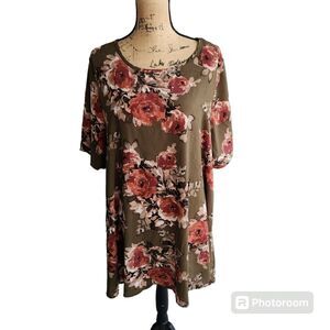 Frumos Blouse Womens SZ 3X Dark Romantic Floral Grunge Career Office Bohemian